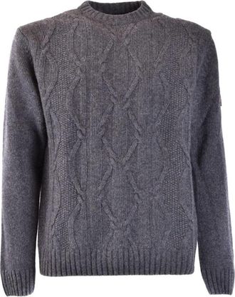 Peuterey Heren Gebreide Kleding Grijs Lange Mouwen - Heren - Ronde hals truien - Grijs - S - Wol - Truien & Vesten