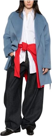 Emporio Armani Blouson Jas met Wijde Rever - Dames - Jas met riem - Blauw - M - Wol - Jassen