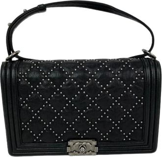 Chanel Pre-owned New Medium Studded Boy Flap Bag - Dames - Vintage Handtas - Zwart - ONE Size - Leer - Vintage