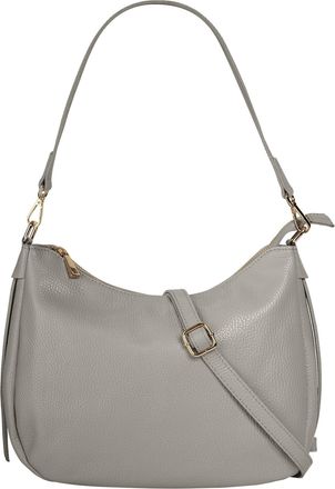 Cluty Umh&auml;ngetasche CLUTY, Damen, Gr. B/H/T: 31cm x 24cm x 7cm onesize, grau, Leder, leicht gl&auml;nzend, unifarben, Taschen Umh&auml;ngetasche, echt Leder, Made in 