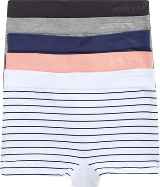 Lands End 5-Pack Cotton Comfort Seamless Boyshorts in White Stripe Pack at Nordstrom Rack, Size X-Large