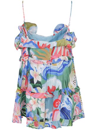 Farm Rio Shirt Multicolor Ruffled Blouse Garden Of Life