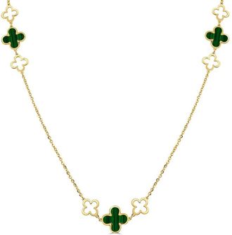 Italian Gold, Inc 14K Malachite Clover Station Necklace