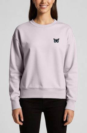 Dalix Butterfly Relaxed Fleece Crewneck Sweatshirt in Orchid at Nordstrom, Size Xx-Large
