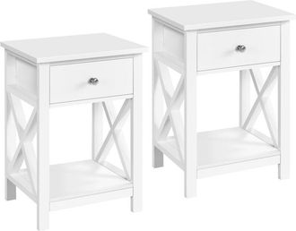 Yaheetech Yaheetech - Juego de 2 mesitas de Noche con 1 cajón y Compartimento de Almacenamiento Abierto, cómoda de Noche, Patas de Apoyo en Forma de x, mesitas
