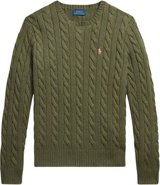 Ralph Lauren Truien & Vesten, Heren, Groen, M, Katoen, Kabel Gebreide Trui met Logo