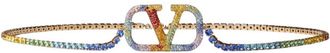 Valentino Garavani Rainbow Rhinestone Vlogo Brass Belt