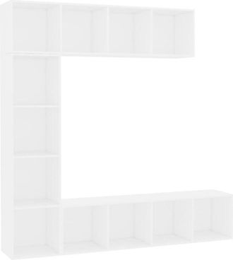 vidaXL 3 Piece Book/TV Cabinet Set White 180x30x180 cm Vidaxl