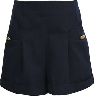 Sandro Sandro Twill High Waist Shorts in Navy Blue Polyester