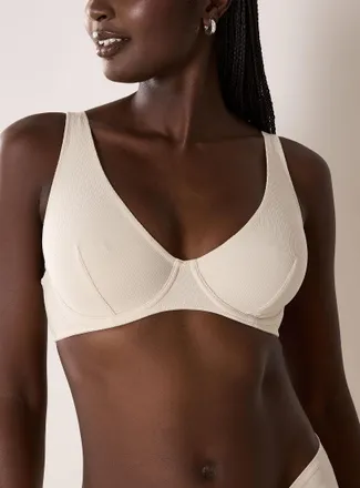 Miiyu Womens Unpadded ribbed plunge bra