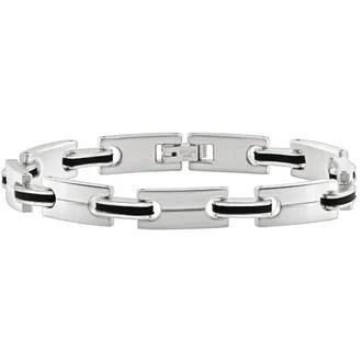Pompeii3 Mens Steel Polished Two Tone Black 8.5 8.5mm Bracelet