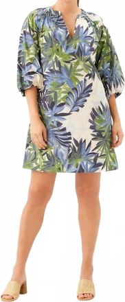 Karen Kane Puff Sleeve Peasant Dress In White Printed