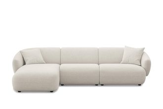 Castlery Auburn Chaise Sectional Sofa Left Facing Customized, (Performance Classic Twill) Cream, Spill Resistant, Modular for Sofas by Castlery