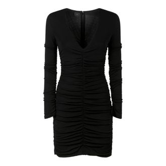 Pinko Zwarte bodycon jurk met V-hals - Dames - Korte kleedjes - Zwart - M - Kleedjes