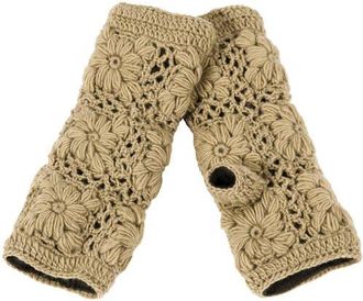Nirvanna Designs Flower Crochet Handwarmers in Light Green at Nordstrom