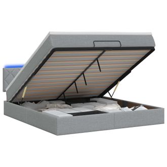 vidaXL Letto Ottomano Con Materasso E Led Grigio Chiaro 140 X 200 Cm Vidaxl