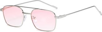 Generic Mens Small Frame Metal Sunglasses Outdoor Sports Driving Sun Glasses(Pink)