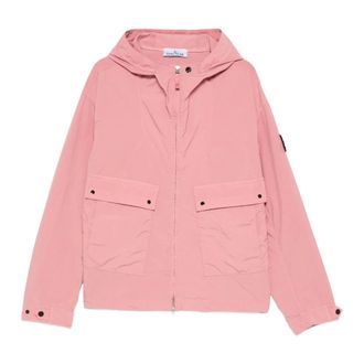 Stone Island Light Jackets, male, Pink, Size: S Light Compact Touch Poly-TC Hooded Jacket