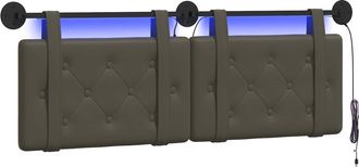 vidaXL Cabecero Colgante Con Luz Led Gris Cuero Sint&eacute;tico Vidaxl
