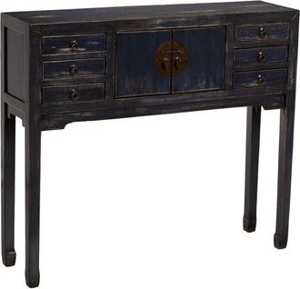 Wanderlust Deco Recibidor De Madera Negro Envejecido 100x26x87h Cm