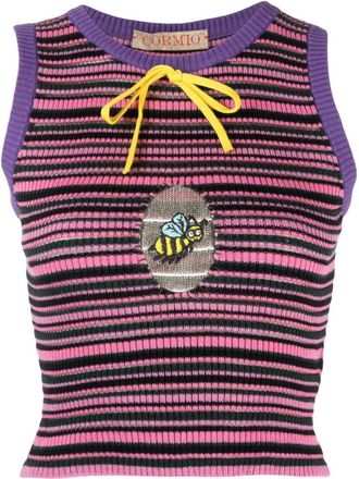 Cormio Multi color Multicolor Cropped Striped Knit Top
