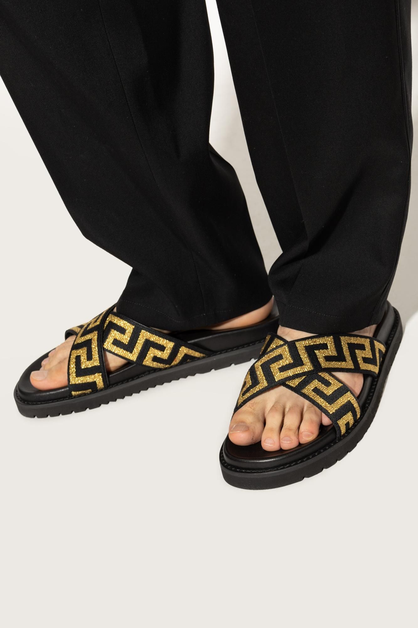 Versace Mens Black Slides Sandals Flip Flop Slip On Shoes NEW Versace Mens Gomma St. Medusa Smile Black | Mercari main image 4