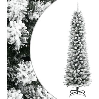 vidaXL Rbol De Navidad Artificial Estrecho Con Nieve Pvc Y Pe 180 Cm Vidaxl
