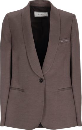 PESERICO Brown Viscose Shawl Collar Blazer
