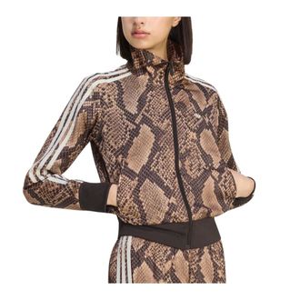 adidas Chaqueta Firebird de sat&eacute;n con estampado de serpiente - Sport - Mujer - Marr&oacute;n - XS