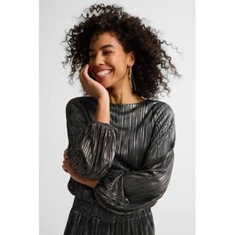 Anytime plisse top zilver