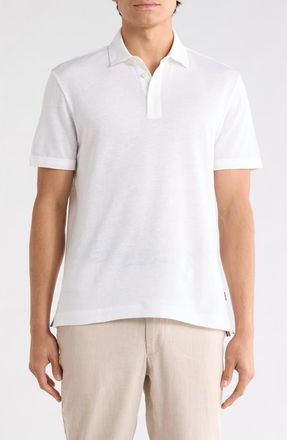 BOSS Press Cotton & Linen Blend Polo in White at Nordstrom Rack, Size Xx-Large