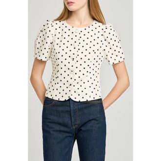 Wayf Blair Polka Dot Button-Up Top in Ivory Polka Dot at Nordstrom, Size X-Large