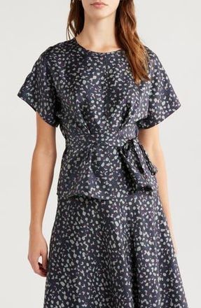 Wyeth Nyc Dot Twist Detail Silk Twill Top in Twilight at Nordstrom Rack, Size Small