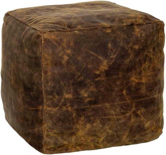 Wanderlust Deco Puff de cuero marr&oacute;n 45x45x45h cm