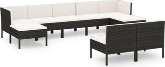 vidaXL 9 Pcs Garden Lounge Set Con Vime Pe Negro