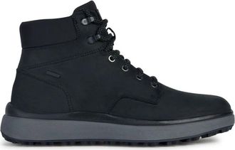 Geox Zwarte enkellaarsjes - Heren - Veterlaarzen - Zwart - 42 EU - Leer - Schoenen