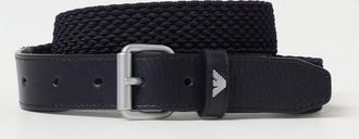 Emporio Armani Cintura in pelle e tessuto intrecciato stretch