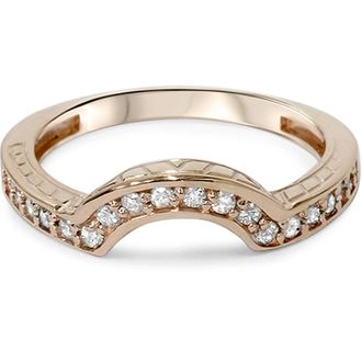 Pompeii3 1/4ct Vintage Diamond Curved Guard Ring 14K Rose Gold Size Selectable