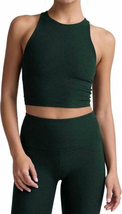 Beyond Yoga Spacedye Refocus Cropped Tank In Midnight Green Heather