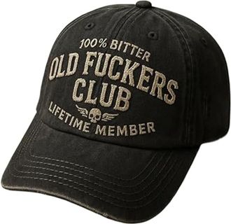 Generic Old Fuckers Club-Baseball Cap, Old Fuckers Club Vintage Baseball Cap, Adjustable Distressed Black Funny Hat, 100% Bitter (B)