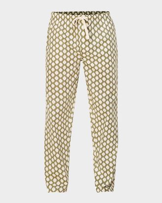 Majestic International Men & apos;s Cotton Mid-Century Geometric Lounge Pants