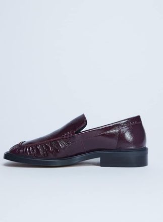 Topshop Clover - Mocassini in vera pelle premium bordeaux con dettaglio arricciato-Rosso
