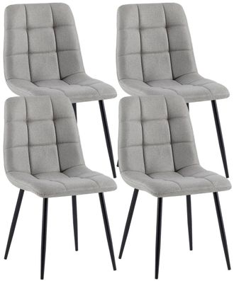Clp Set De 4 Silla de comedor con asiento de Tela Gris claro