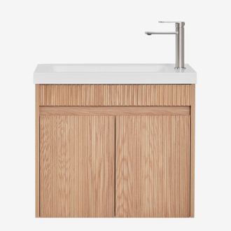 Sklum Conjunto De Mueble De Ba&ntilde;o Suspendido En Madera Con Lavabo Integrado Narek Sklum