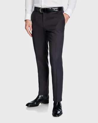 BOSS Men & apos;s Genesis Slim-Fit Wool Trousers, Medium Gray