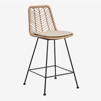 Sklum Pack De 4 Taburetes Altos De Jard&iacute;n En Rat&aacute;n Sint&eacute;tico Gouda Natural Sklum