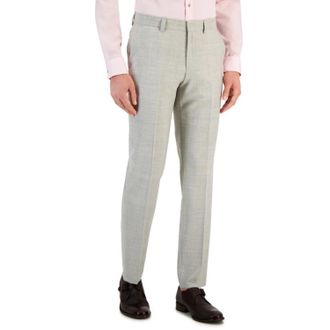 HUGO BOSS Dress Pants Mens Gray Check Print Superflex Modern Fit APP3051