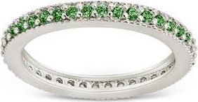 Sterling Forever Cubic Zirconia Pav&eacute; Thin Band Ring in Silver/emerald at Nordstrom, Size 10