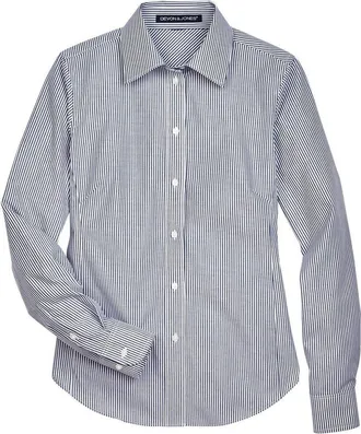 Devon & Jones Womens Crown Collection Banker Stripe Woven Dress Shirt