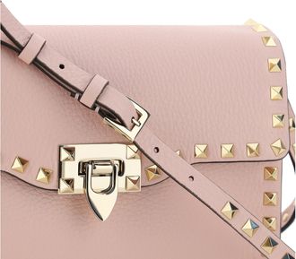 Valentino Garavani Womens Small Shoulder Bag Rockstud Rose Quartz Calf Leather